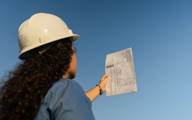 Specialista con casco in cantiere