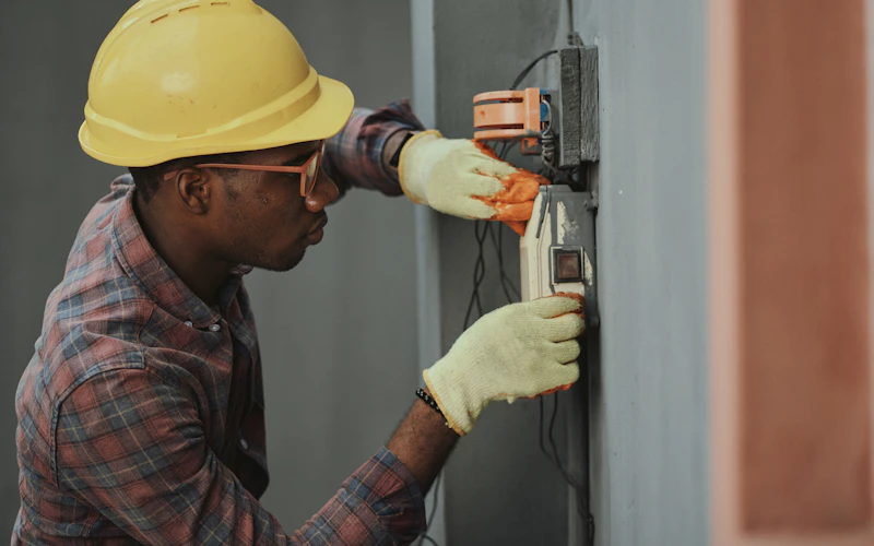 Electrician working on a panel (illustrative image)
